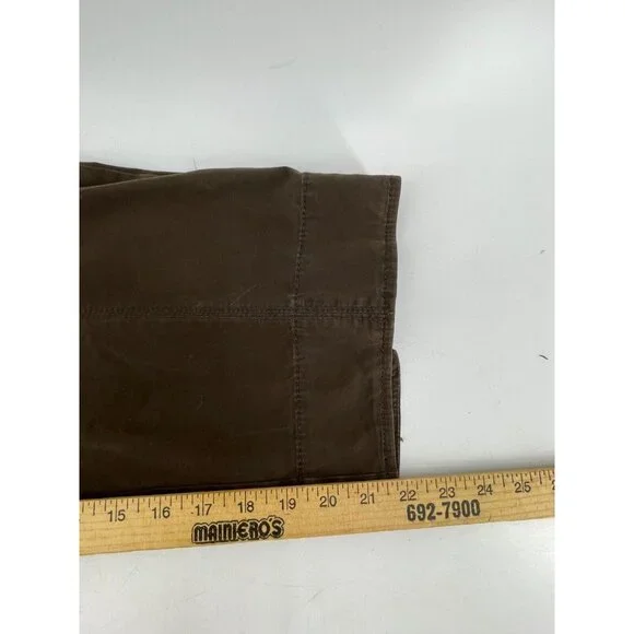 Ann Taylor Loft Women's Brown Wide Leg Cropped Khaki Pants Buttons Size 14 - Picture 12 of 13